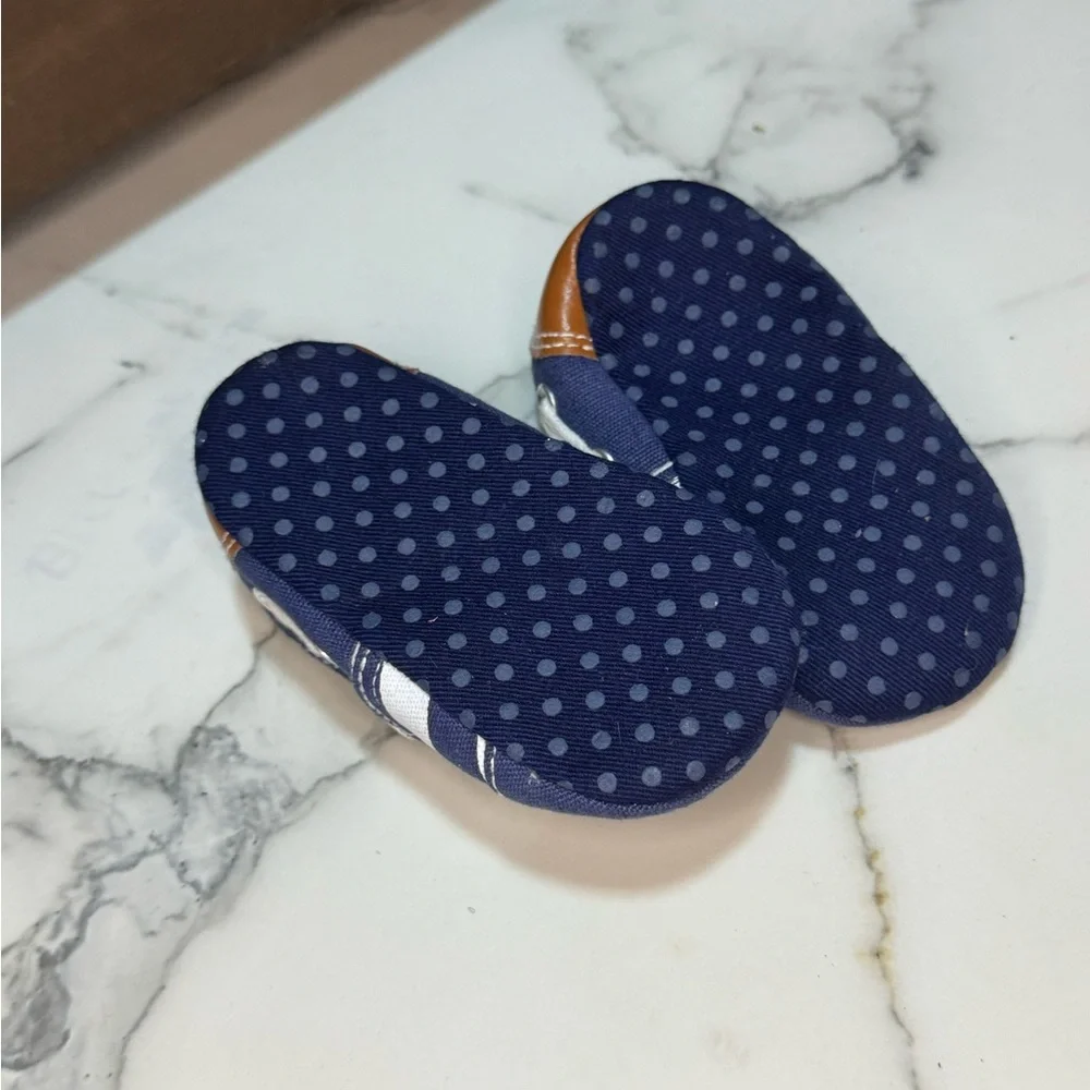 4/$15 Navy Blue and White Striped Infant Shoes